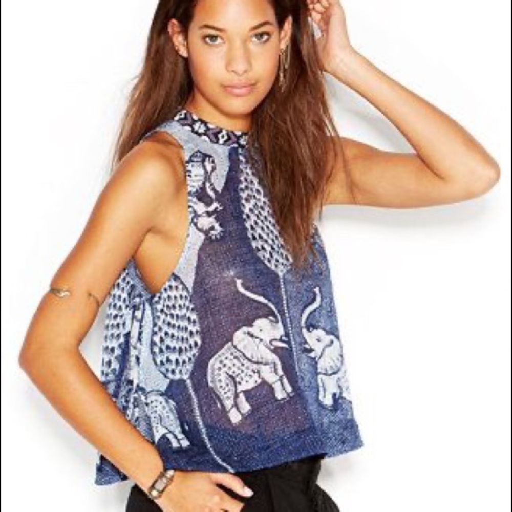 Free People 🐘 Indigo Elephant Tank